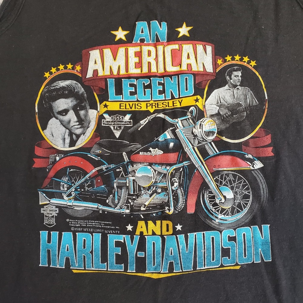 Harley Davidson Elvis Presley American Legend Vintage M Graphic Tank Top 1987 - Picture 5 of 7